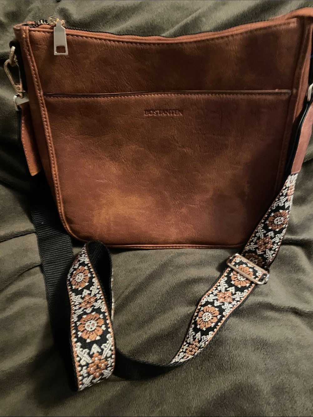 Bostanten Crossbody Bag with Patterned Strap